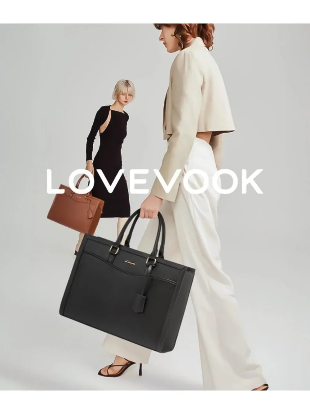Stylish Large Laptop Tote Bag for Women, Work Computer Bag with Cup Holder
